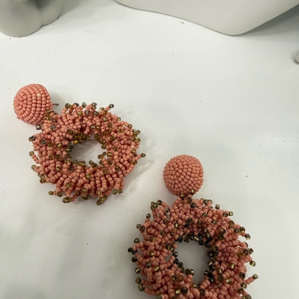 Elegant Beaded Hoop Earrings - Picture 4 of 5